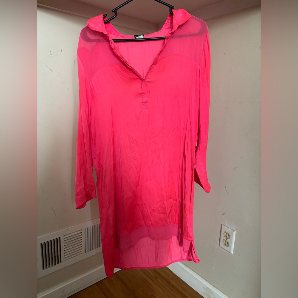 Vibrant Pink Sheer Tunic Top